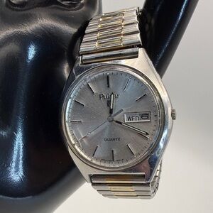 Pulsar Men's Watch with Silver Dial and Gold Accents